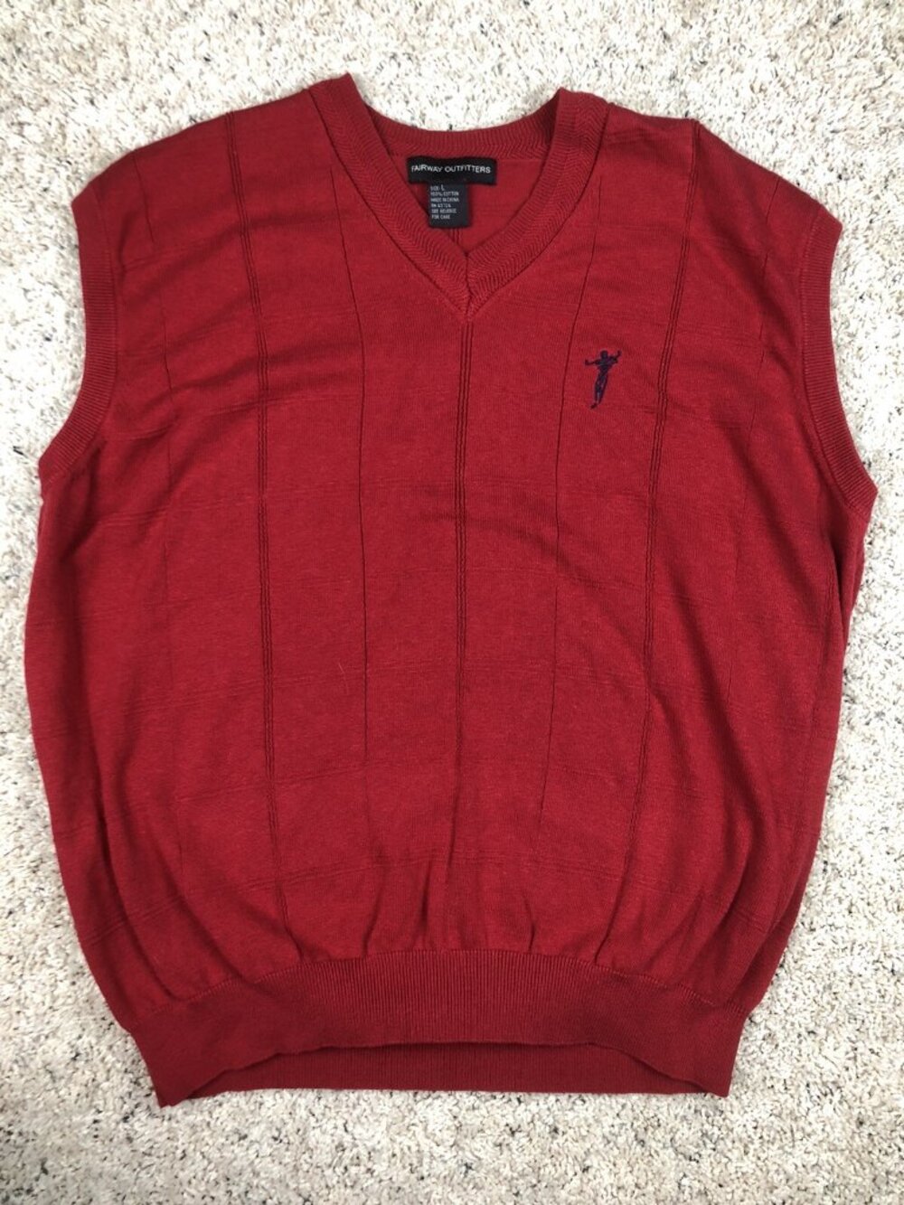 Fairway Outfitters Red Sweater Vest Size Large Cotton Knit Vest Golfing W Logo